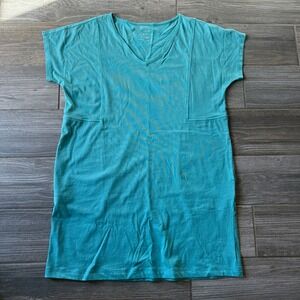 J Jill Pure Jill Petite Teal Organic Cotton V Neck T Shirt Dress M